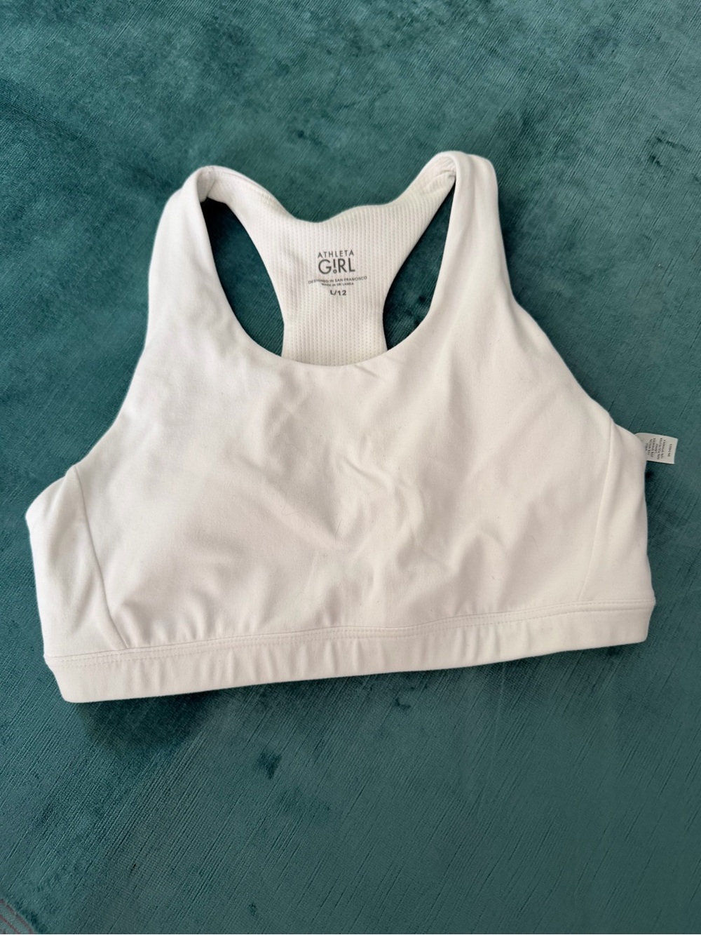 Athleta Girl White Racerback Sports Bra size L/12